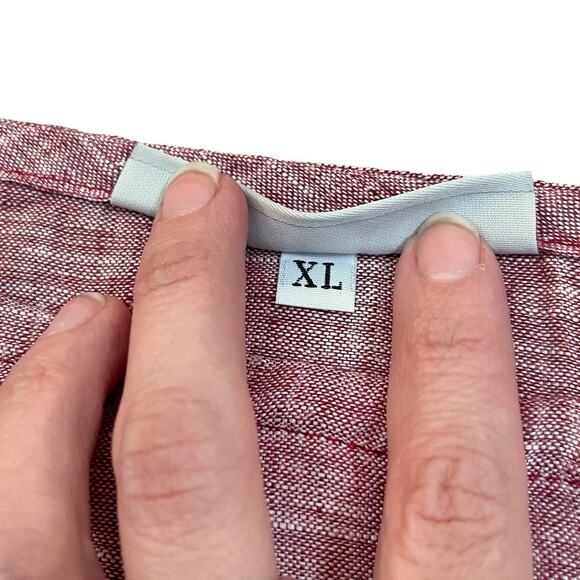 Bryn Walker Gianna Linen Top XL Red Lagenlook Relaxed Fit Balloon Sleeve Casual - Picture 7 of 12